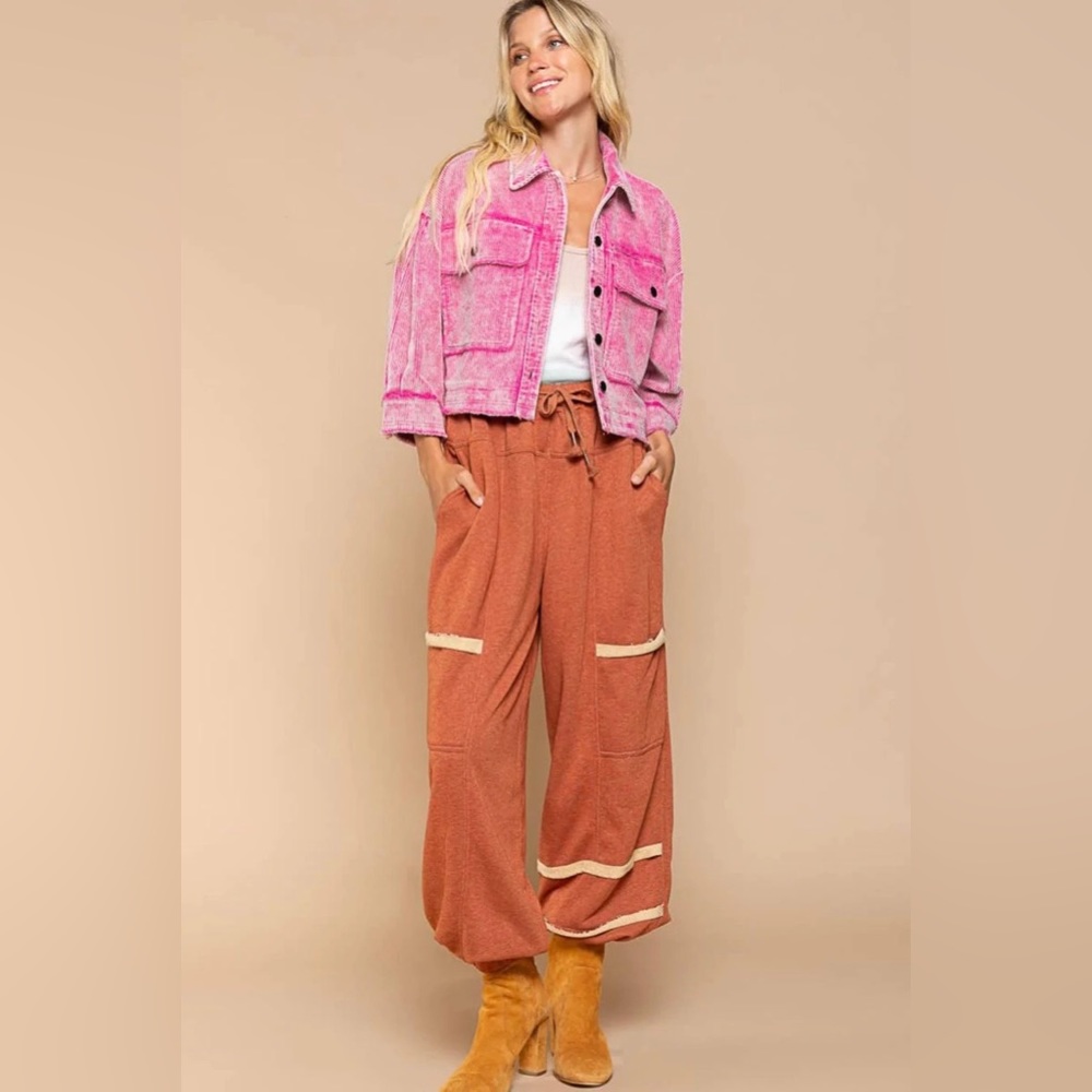 🤍HP🎉 Maisie Oversized Corduroy Crop Shirt Jacket Shacket Front Pockets NWT - Picture 7 of 10